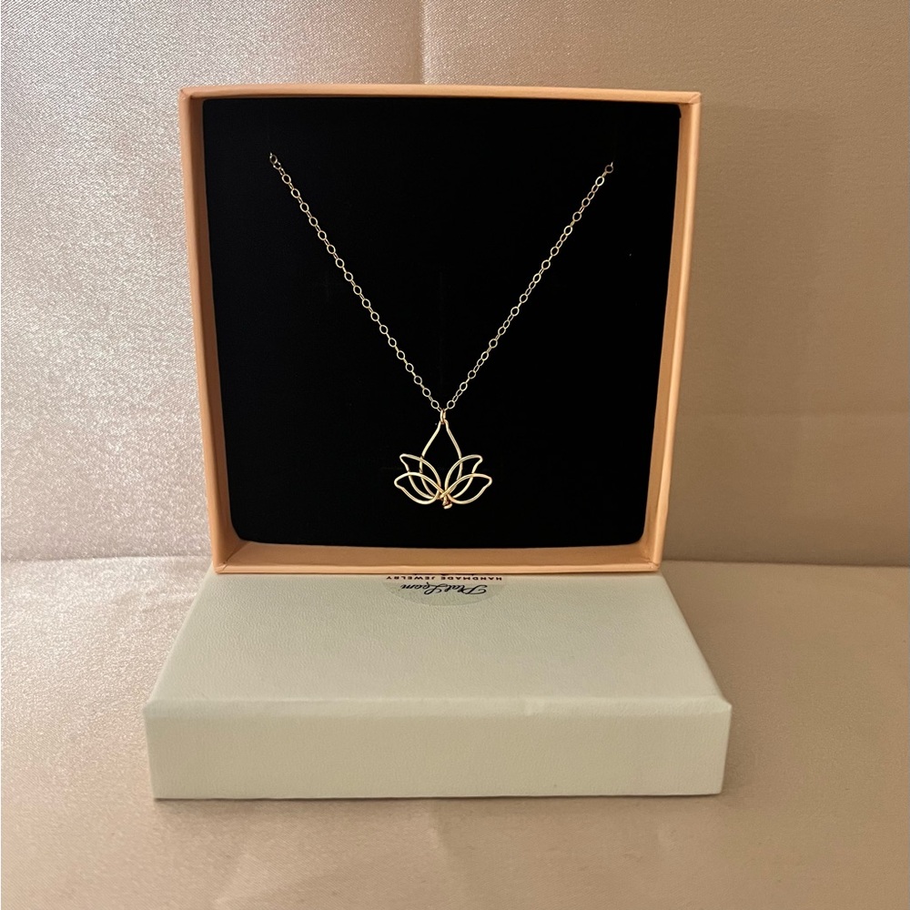 14k Gold-Filled Lotus Bud Pendant Minimalist Necklace - Handmade